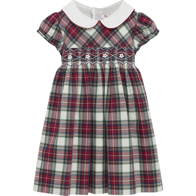 Charlotte Smocked Dress Short Sleeve, Navy - Dresses - 1