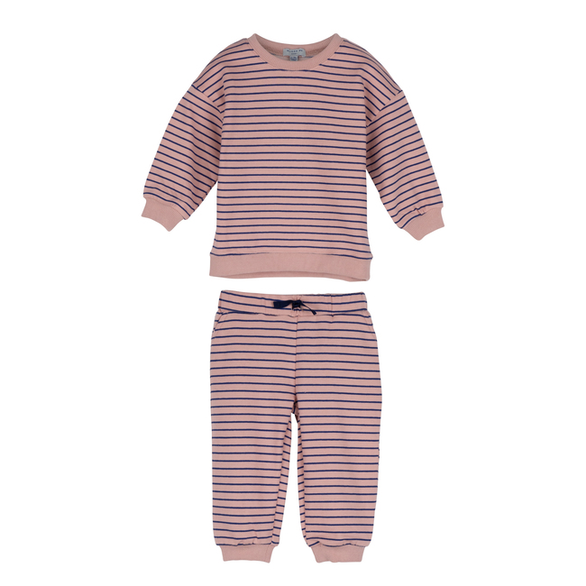 Baby Jones Sweat Set, Pink & Navy Stripe - Mixed Apparel Set - 1