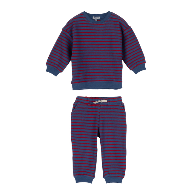 Baby Fuzzy Jones Sweat Set, Navy & Red Stripe - Mixed Apparel Set - 1