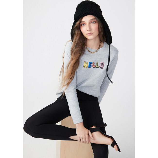 The Women's Modern Long HELLO, Heather Grey - Shirts - 2