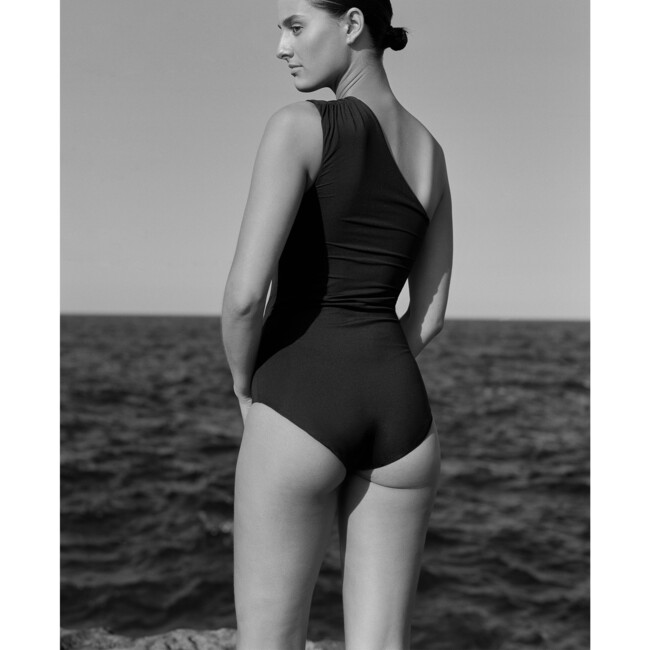 Women's Amara Reversible Asymmetrical One Piece, Black/Mocha - One Pieces - 3