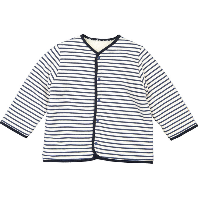 Reversible Quilted Breton Stripes Coat, Cream - Jackets - 1