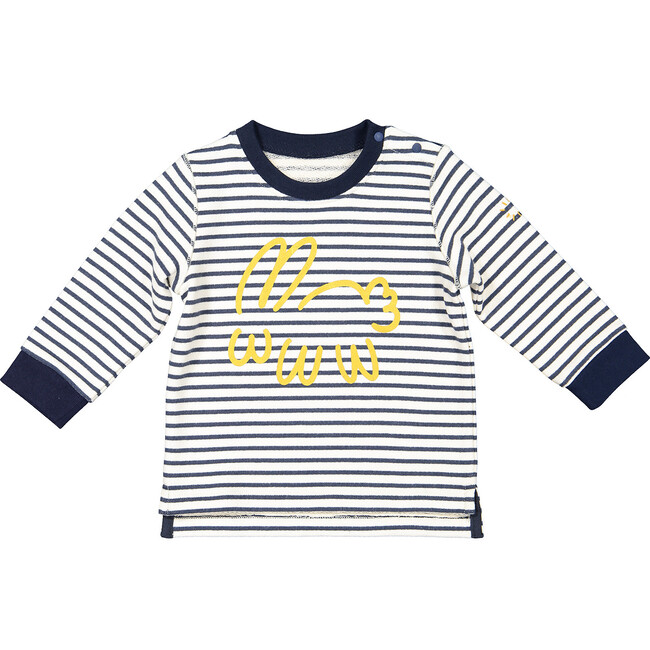 Striped Bunny Sweatshirt and Dungarees, Yellow - Mixed Apparel Set - 3