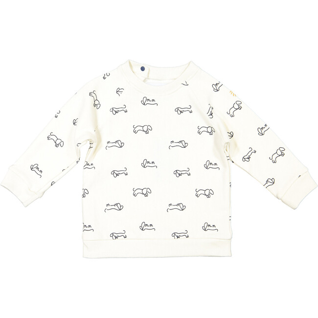 Running Dogs Sweatshirt, Bunny t-shirt and Breton Stripes Joggers, Cream - Mixed Apparel Set - 3