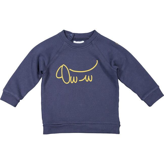 Sausage Dog Sweatshirt and Breton Stripes Joggers, Navy and Cream - Mixed Apparel Set - 3
