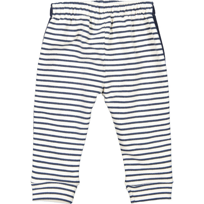 Sausage Dog Sweatshirt and Breton Stripes Joggers, Navy and Cream - Mixed Apparel Set - 6