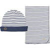 Reversible Breton Beanie and Blanket, Navy and Cream - Mixed Accessories Set - 1 - thumbnail