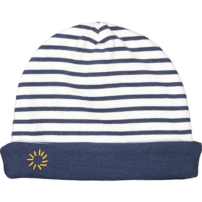 Reversible Breton Beanie and Blanket, Navy and Cream - Mixed Accessories Set - 3