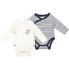 Pack Bodysuits, Cream and Navy - Onesies - 1 - thumbnail