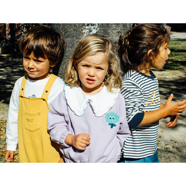 Ruffled Collar Blouse and Flower Power Sweatshirt, Lavender and White - Mixed Apparel Set - 7