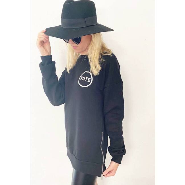 Vote Women's Side Zip Sweatshirt, Black - Sweatshirts - 2