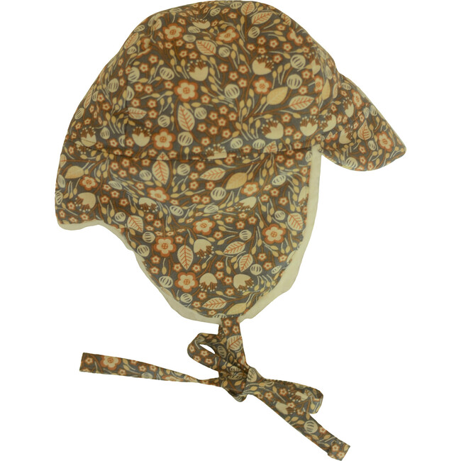 Winter Hat, Harvest Gray Floral with Tie - Hats - 4