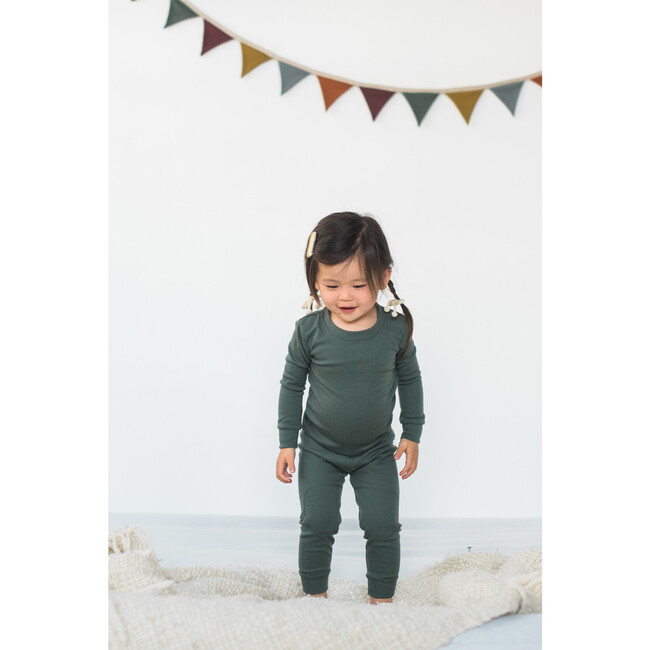 Rib Merino Wool Long Johns, Fern