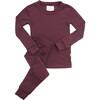 Rib Merino Wool Long Johns, Plum - Pajamas - 1 - thumbnail