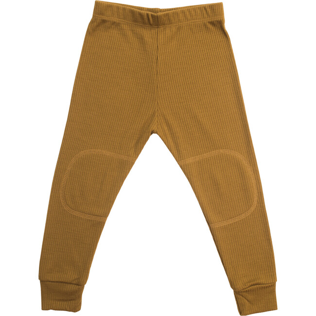 Rib Merino Wool Long Johns, Amber Gold - Pajamas - 2
