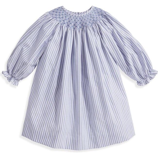 Brussels Smocked Dress, Blue with Light Blue Stripe - Dresses - 1