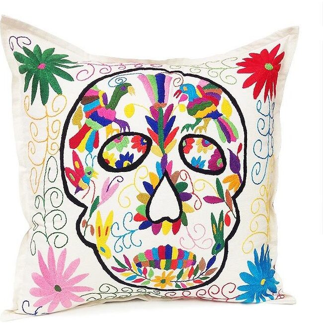 Otomi Skull Pillow, Natural - Decorative Pillows - 1