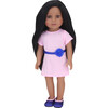 18" Doll - Brooklyn Dark Brown Hair Vinyl Doll in Light Pink Dress & Navy Satin Shoes, Blush - Doll Accessories - 3