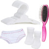 18" Doll - 10 Hangers, 1 Pink Hairbrush, 1 pair Print Undies & 1 pair Ankle Sock, Hot Pink - Doll Accessories - 1 - thumbnail