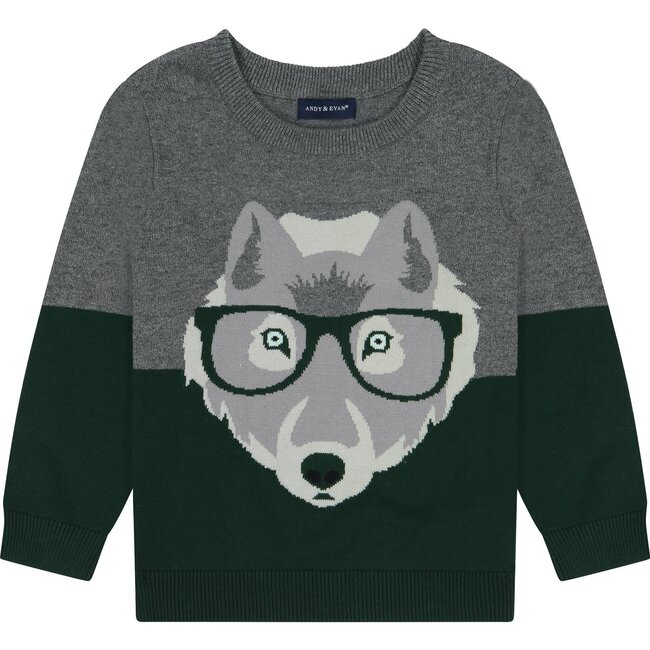 Graphic Print Sweater, Grey