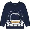 Graphic Print Sweater, Navy - Sweaters - 1 - thumbnail