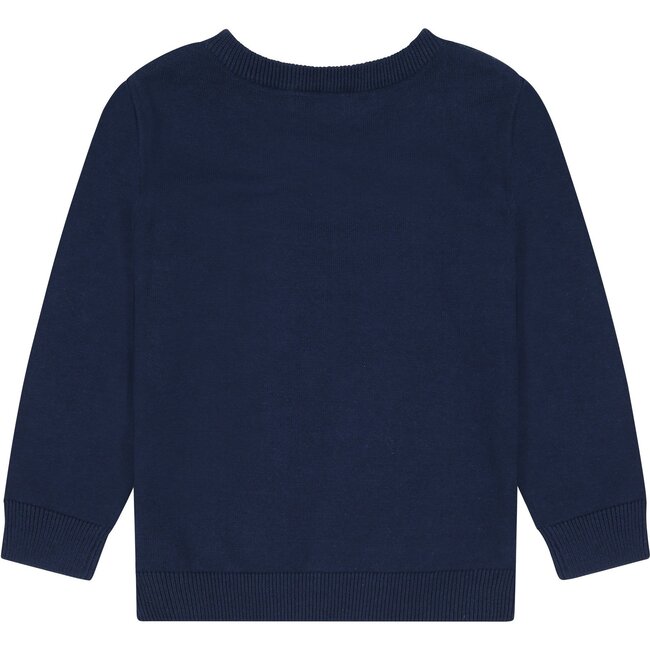 Graphic Print Sweater, Navy - Sweaters - 2