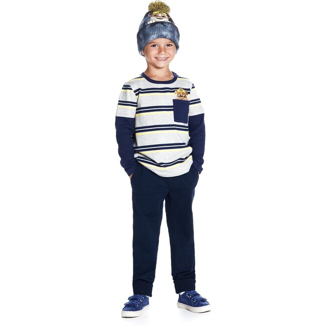 Andy & Evan x PAW Patrol Two-Fer Henley Stripe Tee, Navy