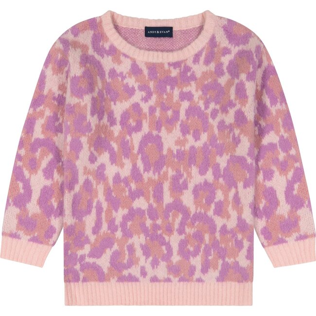 Leopard Sweater Tunic, Pink - Sweaters - 1 - zoom