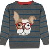 Dog Crew Neck Sweater, Grey - Sweaters - 1 - thumbnail
