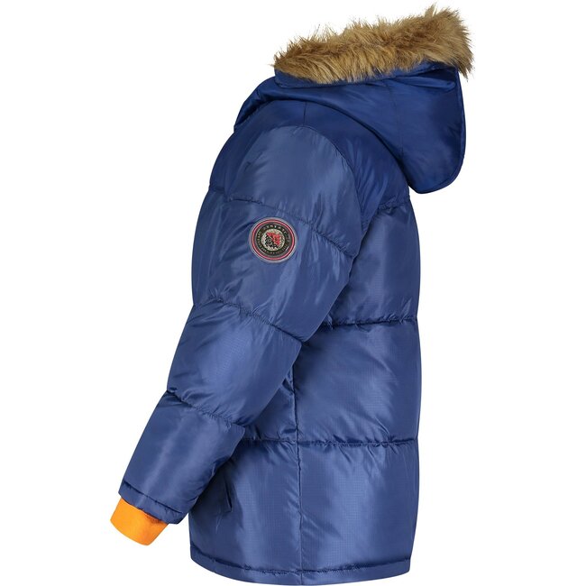 Nordic Coat with Detachable Faux Hood, Navy - Jackets - 7