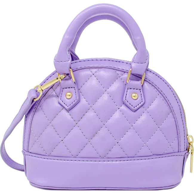 Mini Quilted Moon Handbag, Lavender - Bags - 1