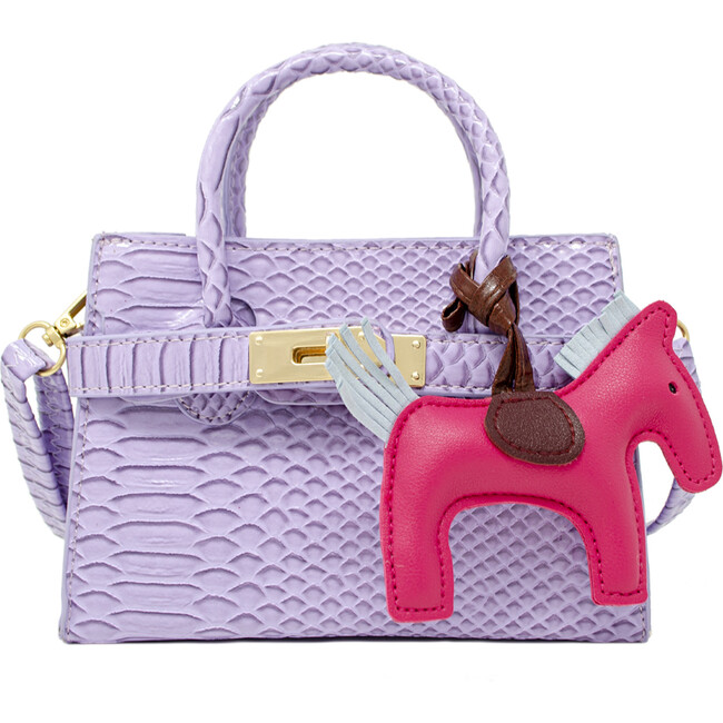 Patent Crocodile Pony Handbag, Lavender