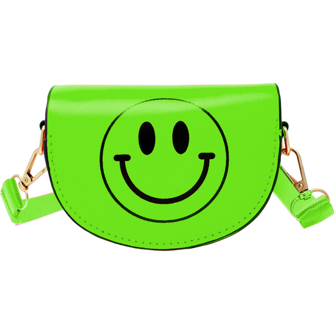 Mini Neon Happy Face Shoulder/Belt Bag, Green - Bags - 1