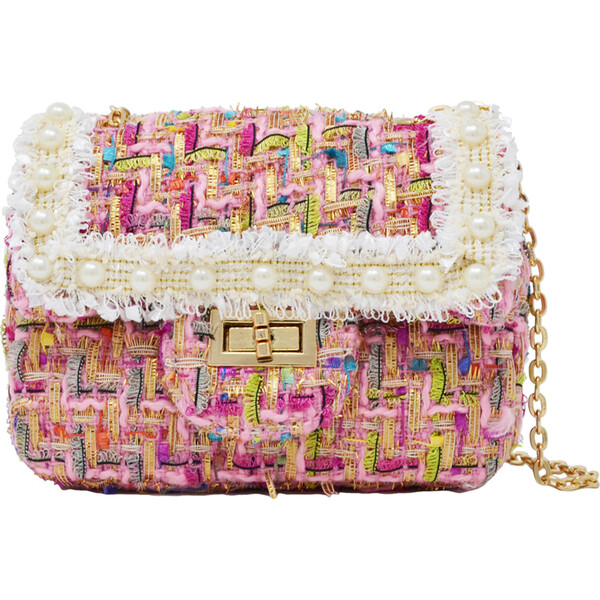 Classic Tweed Handbag, Pink - Zomi Gems Bags | Maisonette