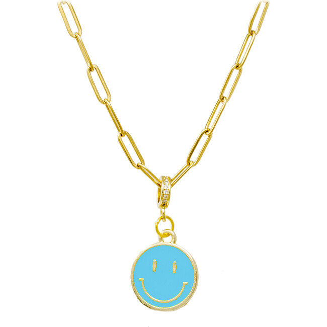 Happy Face Necklace, Teal