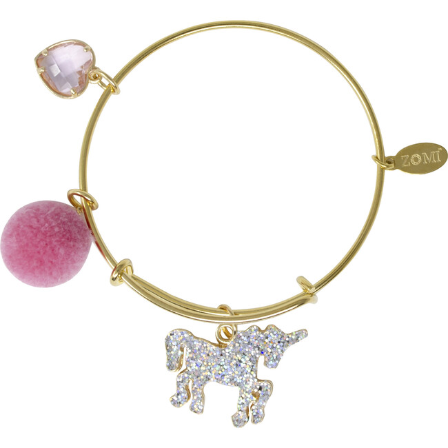 Shiny Unicorn and Heart Bangle Bracelet