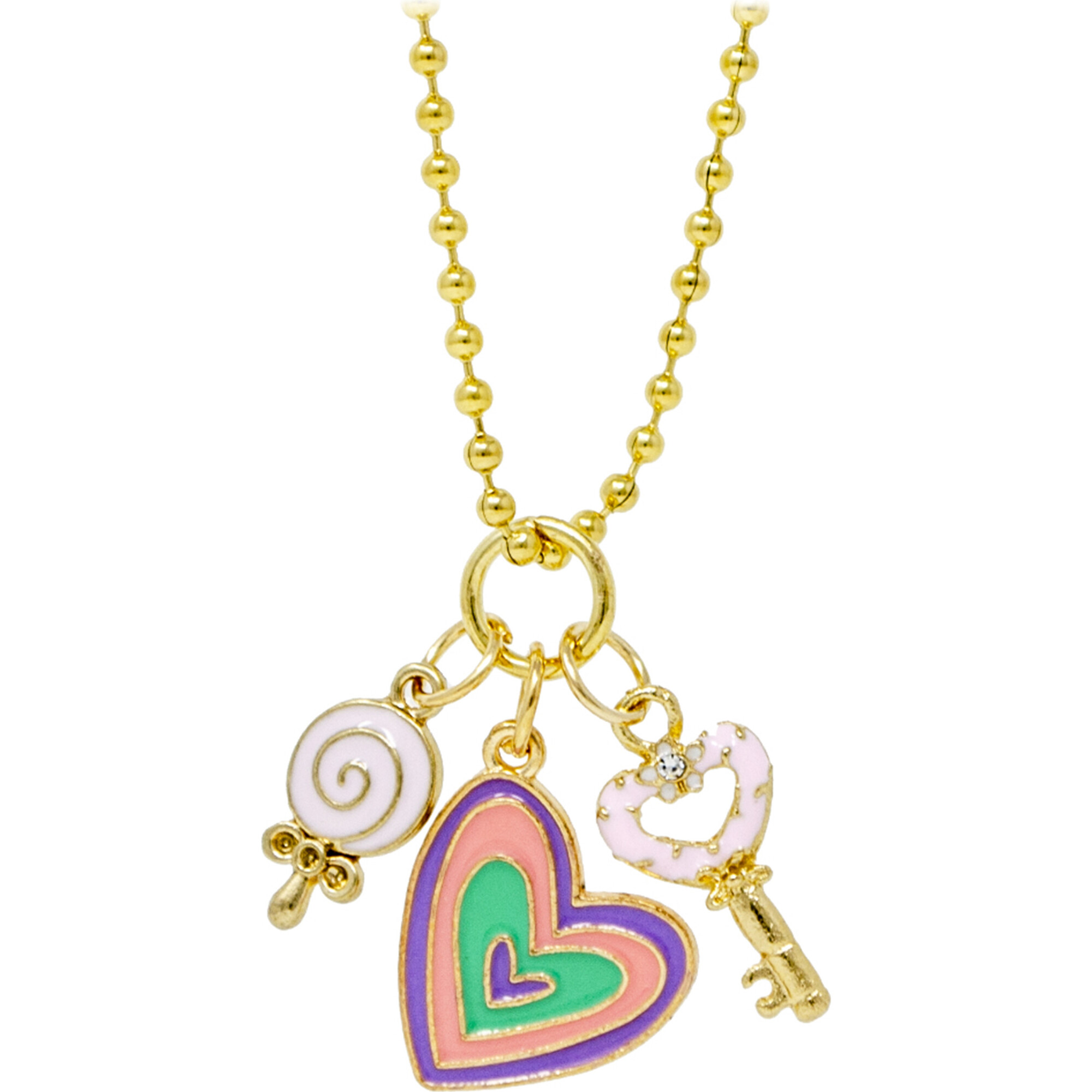 Heart, Lollipop and Key Necklace - Necklaces - 1