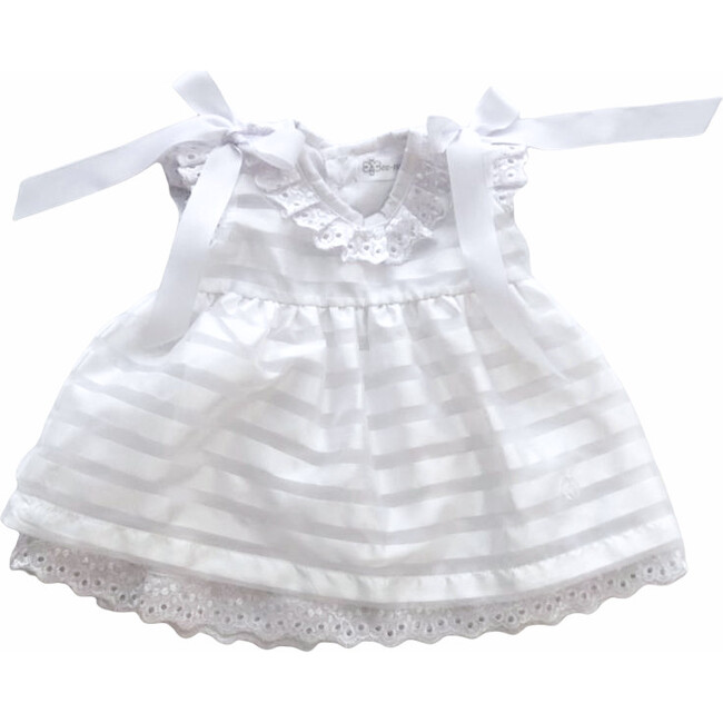 Striped Organza Dress, White