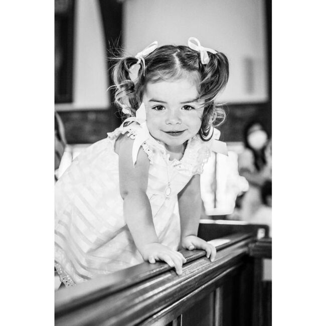 Striped Organza Dress, White