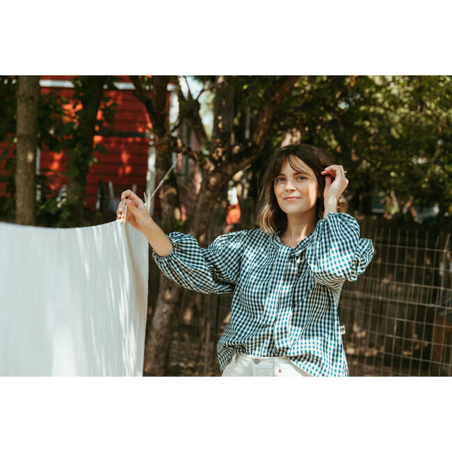 Pearl Women Blouse, Cobalt Check - Blouses - 8
