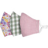 Floral Check Mask Bundle, Pink & Green - Face Masks - 1 - thumbnail