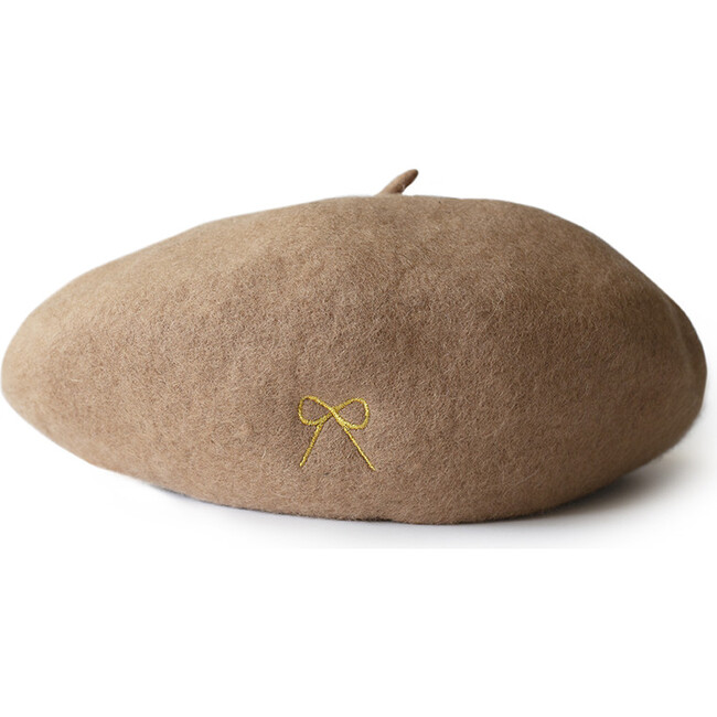 Wool Beret, Mocha - Hair Accessories - 1