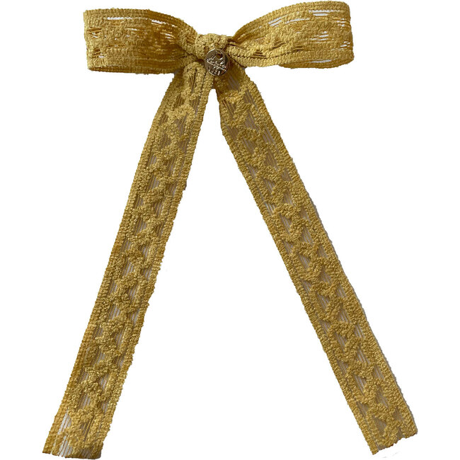 Isla Lace Knit Long Tail Clip, Mustard