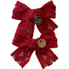 Isla Lace Knit Bow Double Clip, Red - Hair Accessories - 2