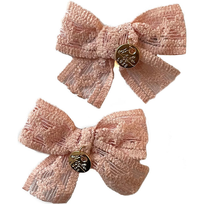 Isla Lace Knit Bow Double Clip, Ballet Slipper