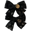 Isla Lace Knit Bow Double Clip, Black - Hair Accessories - 2