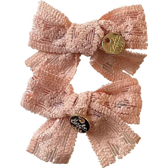 Isla Lace Knit Bow Double Clip, Ballet Slipper - Hair Accessories - 2