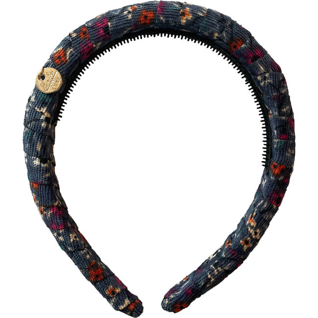 Elsie Printed Corduroy Headband, Indigo Floral