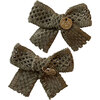 Della Chenille Lace Double Bow Clip, Sage - Hair Accessories - 1 - thumbnail