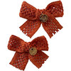 Della Chenille Lace Double Bow Clip, Pumpkin - Hair Accessories - 1 - thumbnail